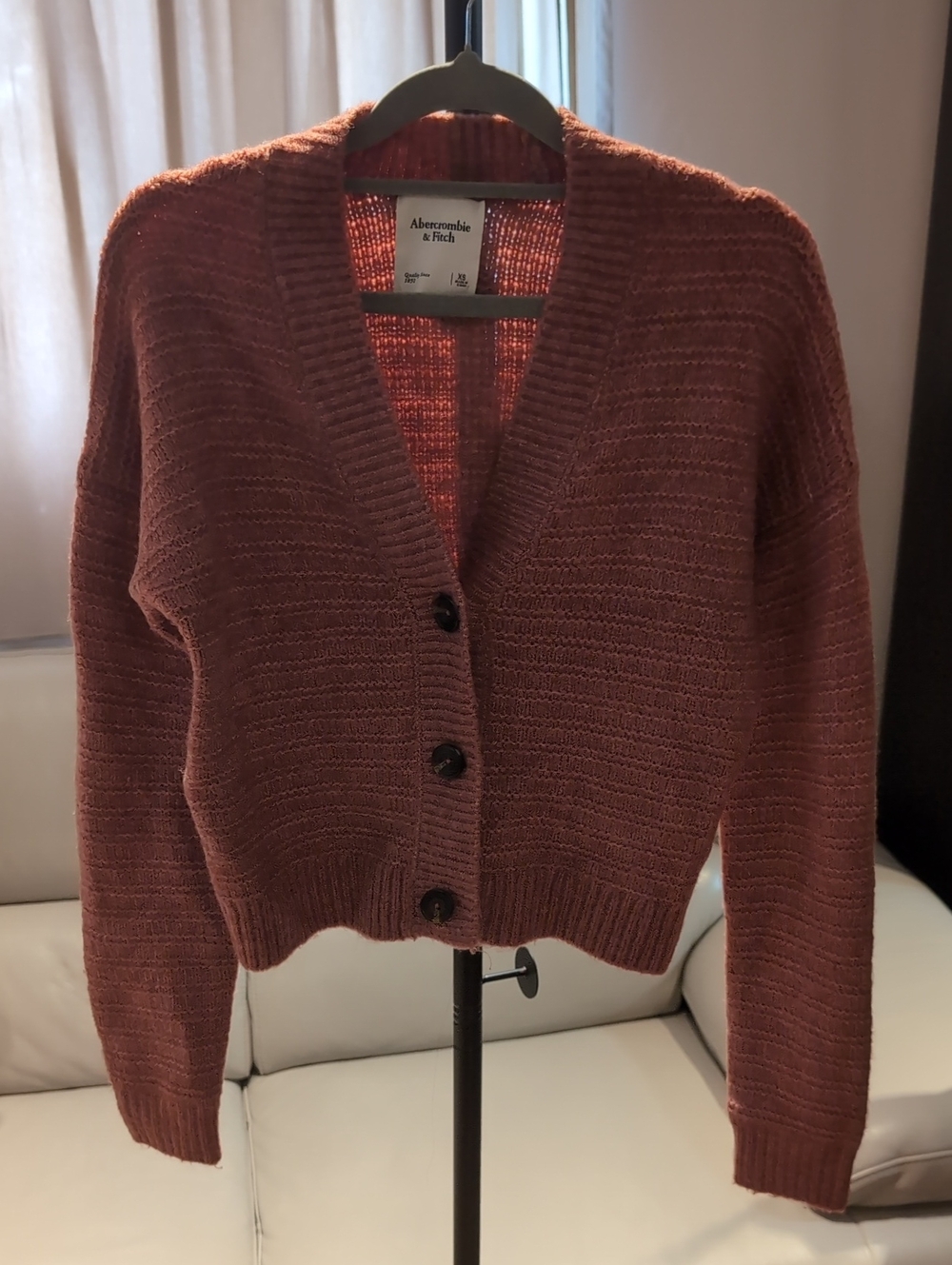 Abercrombie & Fitch Women's Rosey Pink Button Cardigan Sweater
